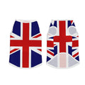 Two doggy diapers with Union Jack design on a white background